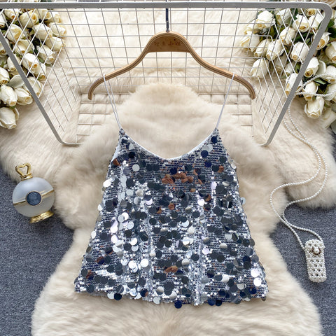 Chic Sequined Loose-fit Camisole