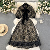 Courtly Bow-tie Floral Embroidered Party Dress