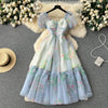 Vintage Eustoma Printed Princess Dress