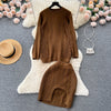 Vintage Sweater&Hollowed Skirt Knitted 2Pcs