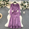 Simple Design Waist-slimming Knitted Dress