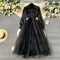 Flared Sleeve Patchwork Puffy Dress