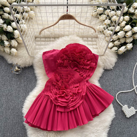 3d Floral Pleated Ruffled Camisole