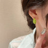 Exquisite Green C-shaped Earrings