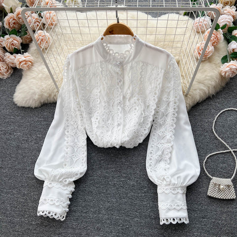 High-end Crochet Long Sleeve Blouse