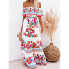 Off-shoulder Lace-up Floral Beach Dress