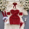 Christmas Costume Hip-wrapping Sequined Dress