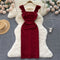 Vintage Solid Color Slim-fitting Dress