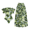 Ruffled Off-shoulder Floral Swimwear&Wrap Skirt