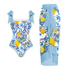 Lemon Printed One-piece Swimwear&Wrap Skirt