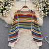 Colourful Striped Hollowed Fringed Knitwear