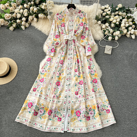Courtly Floral Shirt Dress with Belt