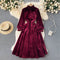 Vintage Slim-fitting Pleated Velvet Dress