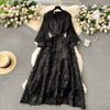 Faux Two-pieces Patchwork Black Dress