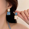 Asymmetrical Color Blocking Rhinestone Earrings