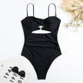 Solid Color Hollowed Twist One-piece Swimsuit