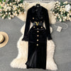 Vintage Gold Velvet Suit Collar Dress