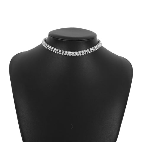 Sparkling Rhinestone Double Layer Choker