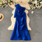 Double Ruffles Solid Color Party Dress