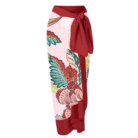 Ruffled Floral One-piece Swimwear&Chiffon Skirt
