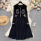Round Collar Pleated Knitted Dress