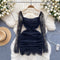 See-through Pleated Lace Dress