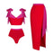 Color Blocking Lace-up Swimwear&Skirt 2Pcs