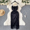French Style Draped Split Slip Dress