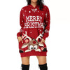 Christmas Printed Hooded Sweatshirt Dress