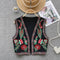 Ethnic Floral Embroidery Sleeveless Cardigan