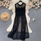 Chic Round Collar Hollowed Knitted Dress