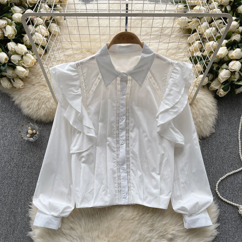Cutie Ruffled Solid Color Blouse