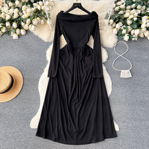 Elegant Off-shoulder Waist-slimming Dress