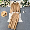 Hooded Sweater&Skirt Knitted 2Pcs
