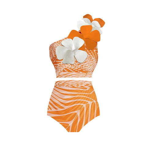 Sweetie 3d Floral Single-shoulder Swimwear