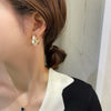 Korean Style Velvet Silver Pin Earrings