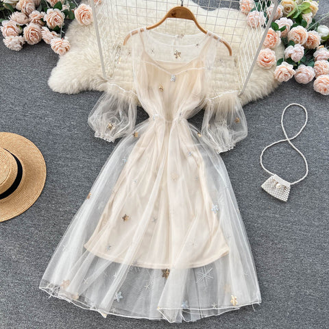 Fairy Mesh Puff Sleeve Dress