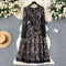 French Style Embroidery Black Lace Dress
