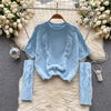 Delicate Pullover Sweater with Detachable Sleeves