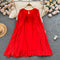 Solid Color Pleated Cape Dress