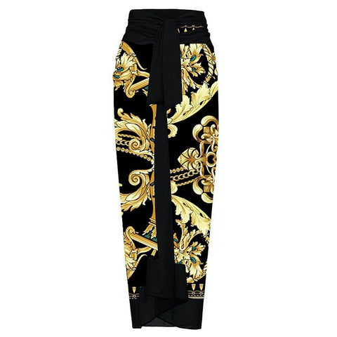 Gold Floral Slip Swimwear&Wrap Skirt