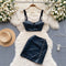 PU Camisole&Hip-wrapping Skirt 2Pcs