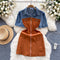 Vintage Zipped Denim Patchwork Dress