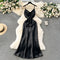 Elegant Hollowed Satin Slip Dress