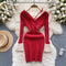 Niche V-neck Slim-fit Knitted Dress