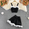 Furry Camisole&A-line Skirt 2Pcs Set