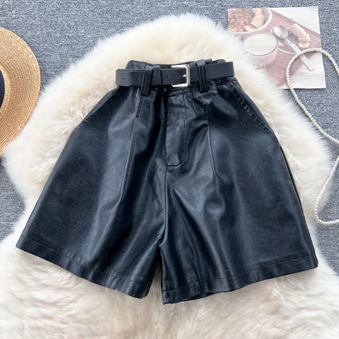 Vintage High-waist Leather Shorts
