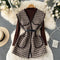 Bottoming Sweater&Houndstooth Sleeveless Knitwear 2Pcs