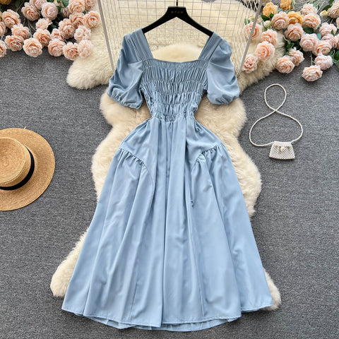 Fairy Square Collar Pleated Dress
