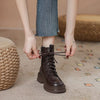 Chic Solid Color Lace-up Martin Boots